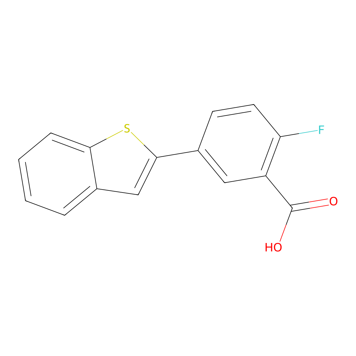 5-[Benzo(b)thiophen-2-yl]-2-fluorobenzoic acid molecular structure, CAS 1261923-63-0