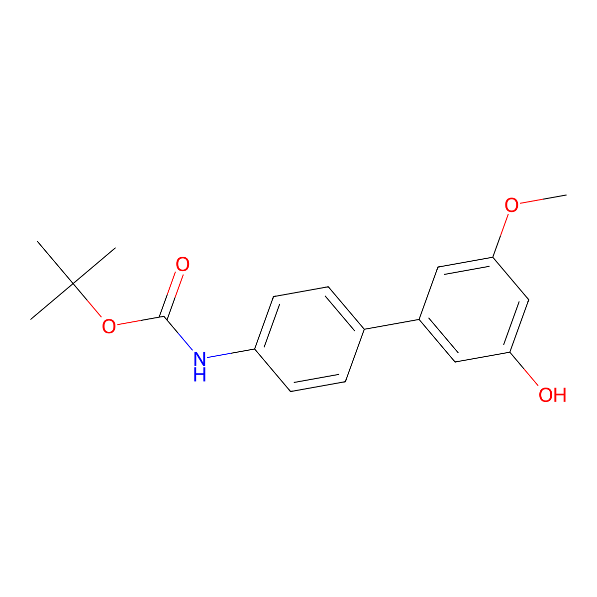 tert-butyl N-[4-(3-hydroxy-5-methoxyphenyl)phenyl]carbamate molecular structure, CAS 1261923-86-7