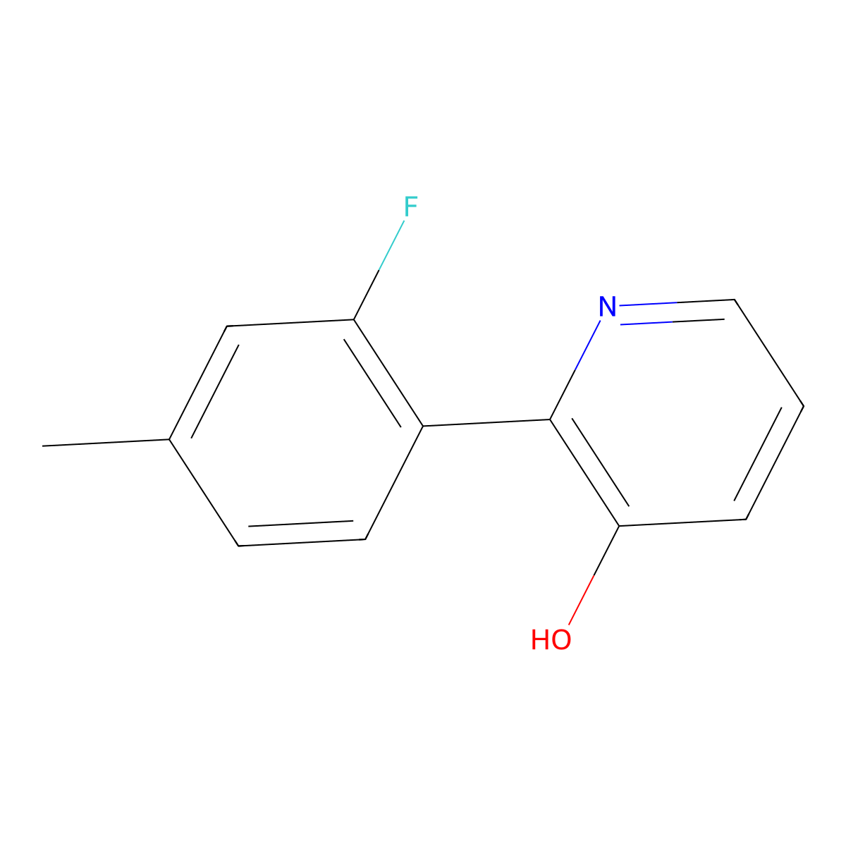 2-(2-Fluoro-4-methylphenyl)pyridin-3-ol molecular structure, CAS 1261924-32-6