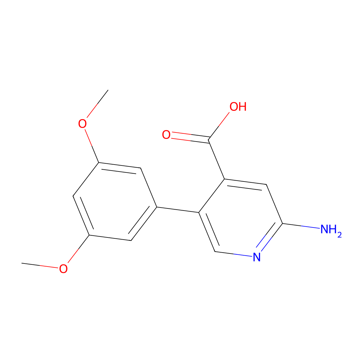 2-Amino-5-(3,5-dimethoxyphenyl)pyridine-4-carboxylic acid molecular structure, CAS 1261924-48-4