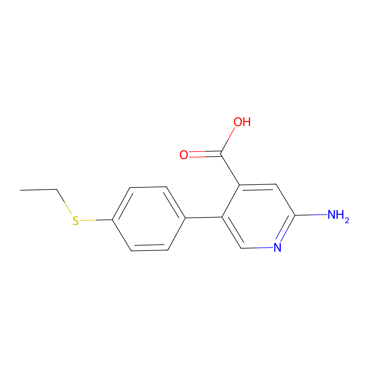 2-Amino-5-(4-ethylthiophenyl)isonicotinic acid molecular structure, CAS 1261924-60-0