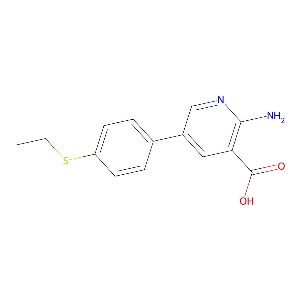 2-Amino-5-(4-ethylthiophenyl)nicotinic acid molecular structure, CAS 1261924-68-8