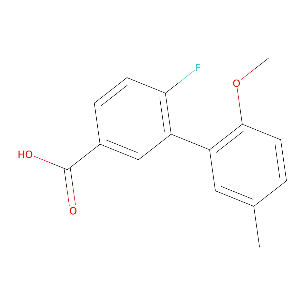 4-Fluoro-3-(2-methoxy-5-methylphenyl)benzoic acid molecular structure, CAS 1261924-74-6