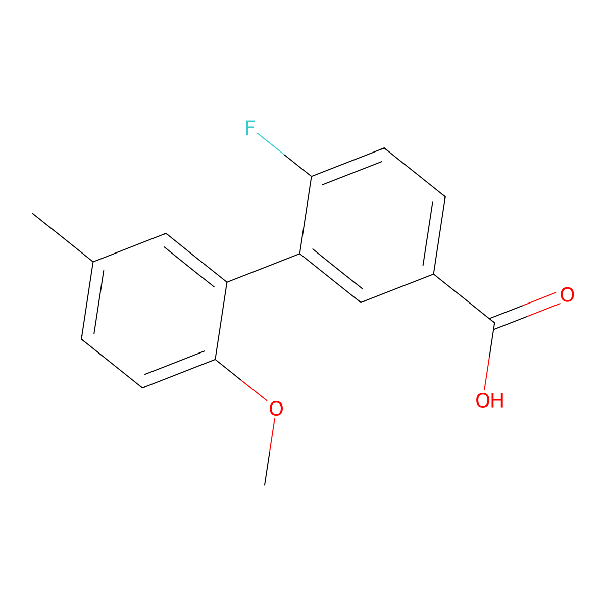 4-Fluoro-3-(2-methoxy-5-methylphenyl)benzoic acid molecular structure, CAS 1261924-74-6