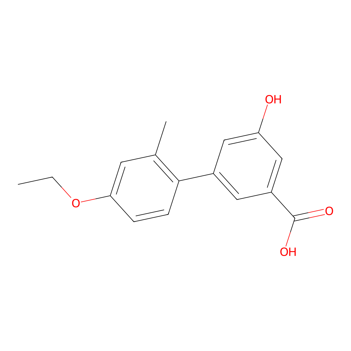 3-(4-Ethoxy-2-methylphenyl)-5-hydroxybenzoic acid molecular structure, CAS 1261924-76-8
