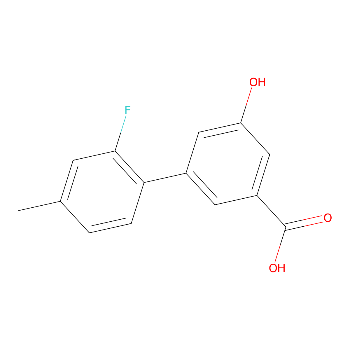 3-(2-Fluoro-4-methylphenyl)-5-hydroxybenzoic acid molecular structure, CAS 1261924-81-5