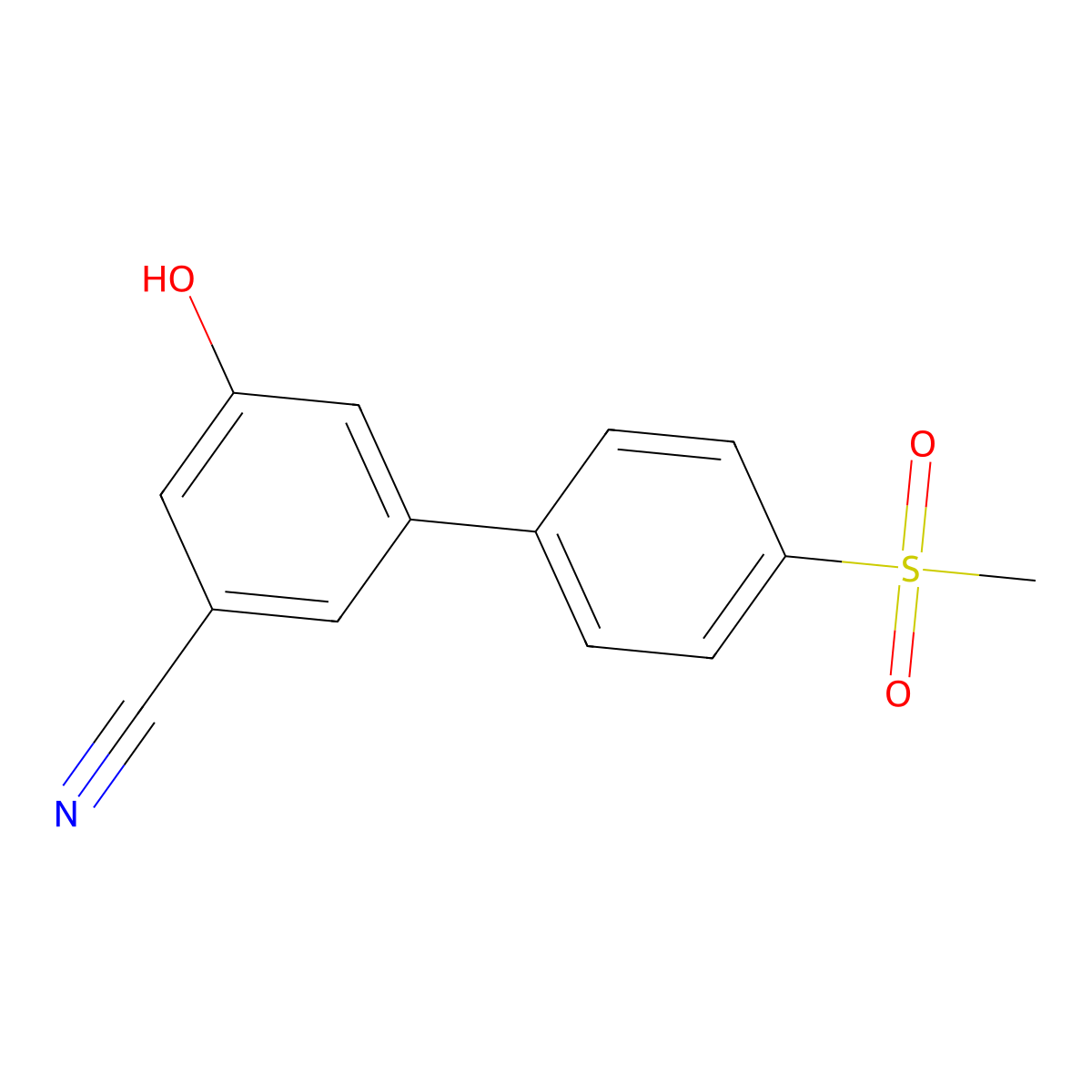 3-Cyano-5-(4-methylsulfonylphenyl)phenol molecular structure, CAS 1261925-00-1