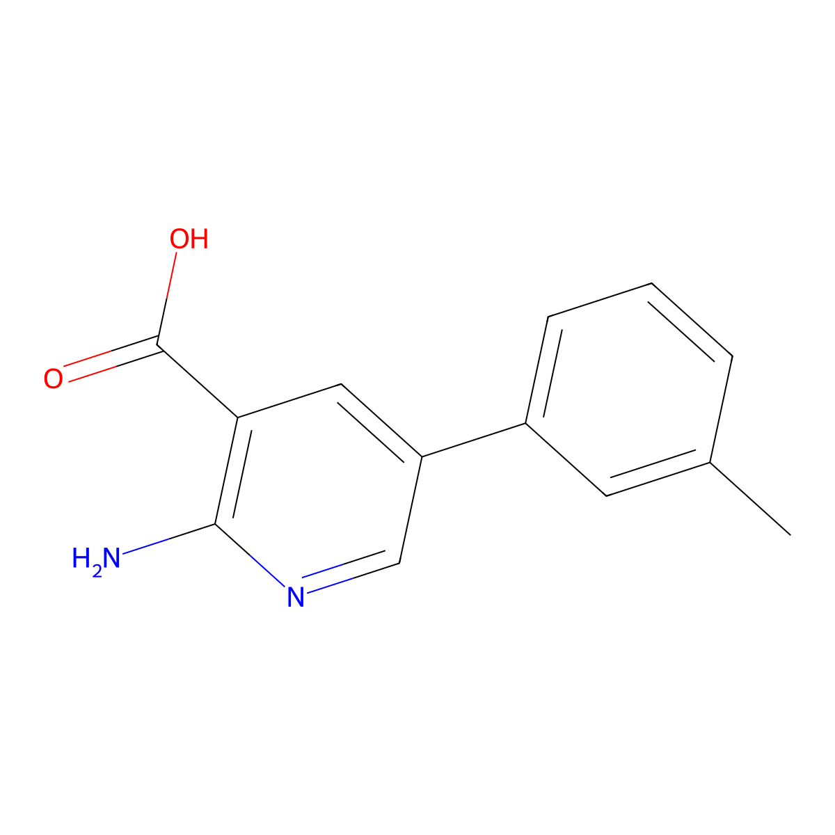 2-Amino-5-(3-methylphenyl)pyridine-3-carboxylic acid molecular structure, CAS 1261925-06-7