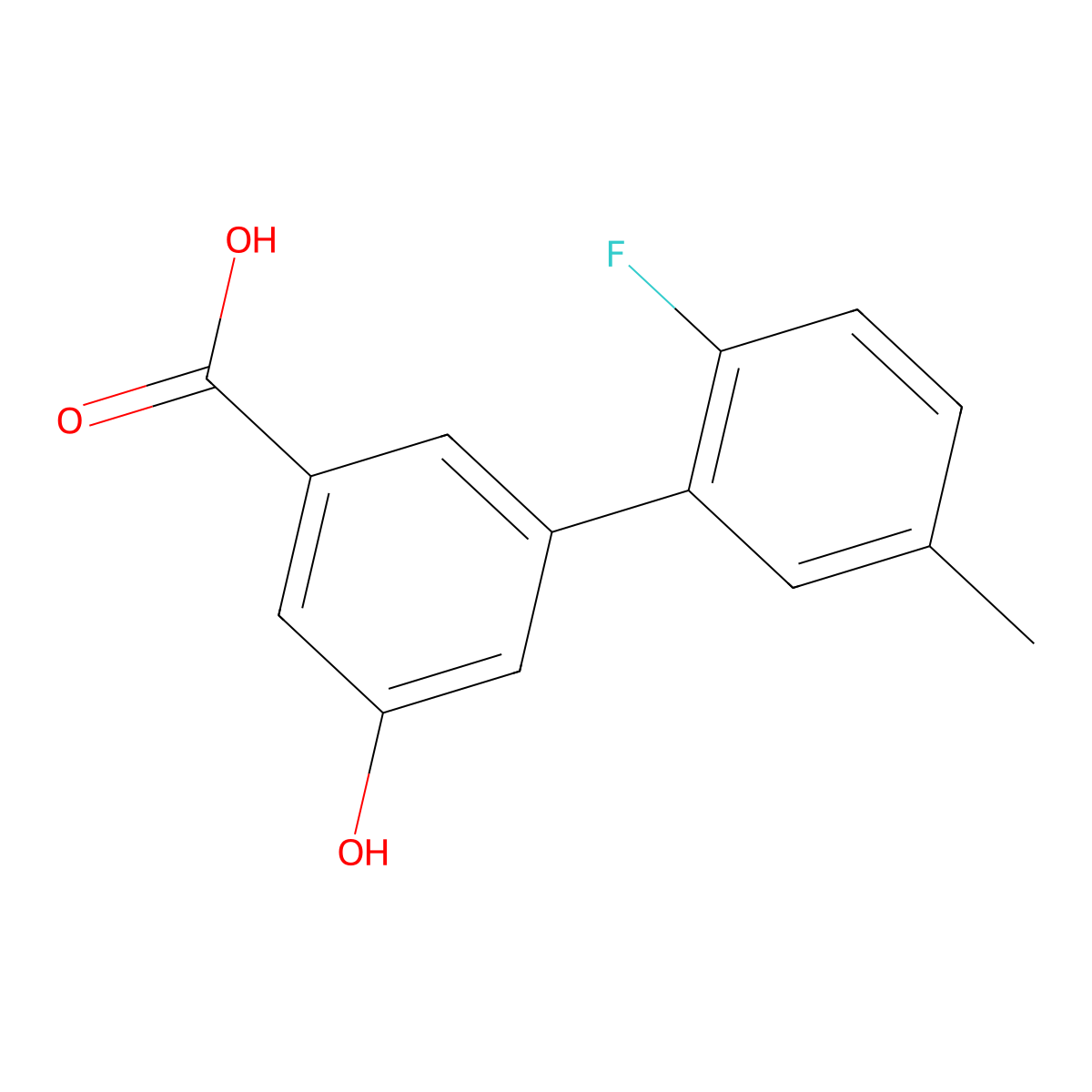 3-(2-Fluoro-5-methylphenyl)-5-hydroxybenzoic acid molecular structure, CAS 1261925-07-8