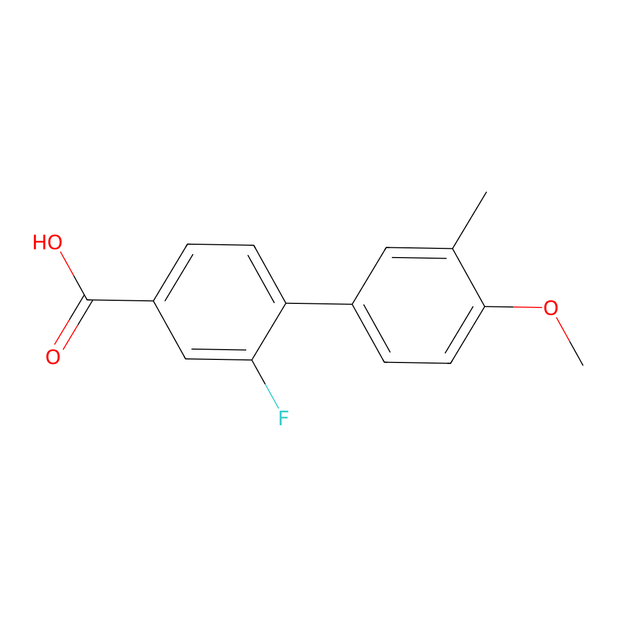 3-Fluoro-4-(4-methoxy-3-methylphenyl)benzoic acid molecular structure, CAS 1261925-12-5