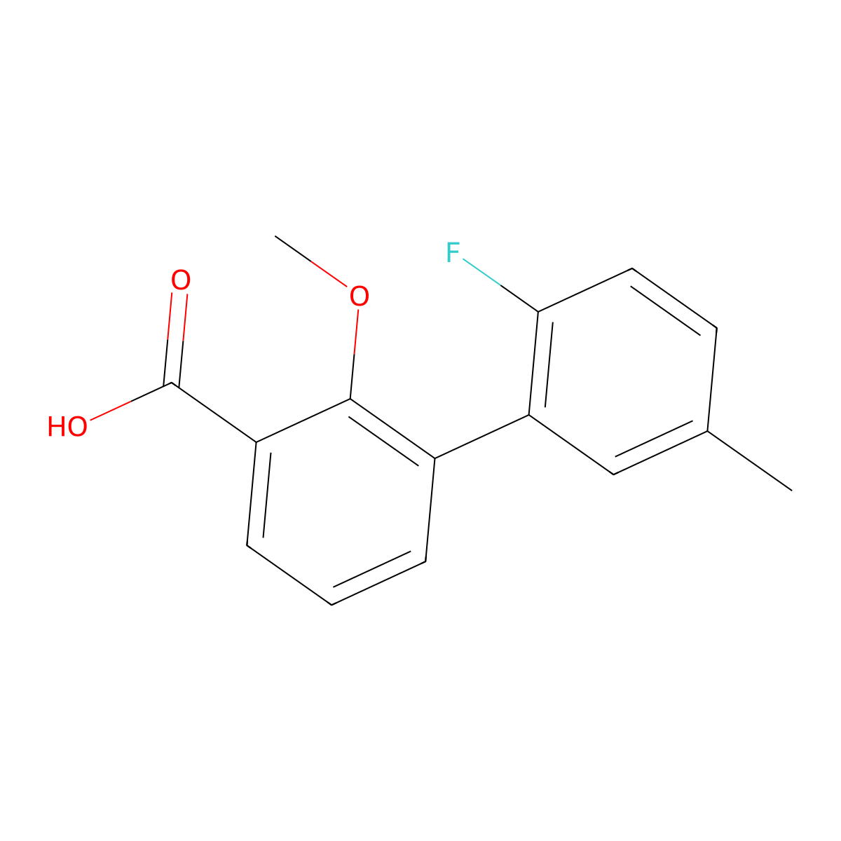3-(2-Fluoro-5-methylphenyl)-2-methoxybenzoic acid molecular structure, CAS 1261925-25-0