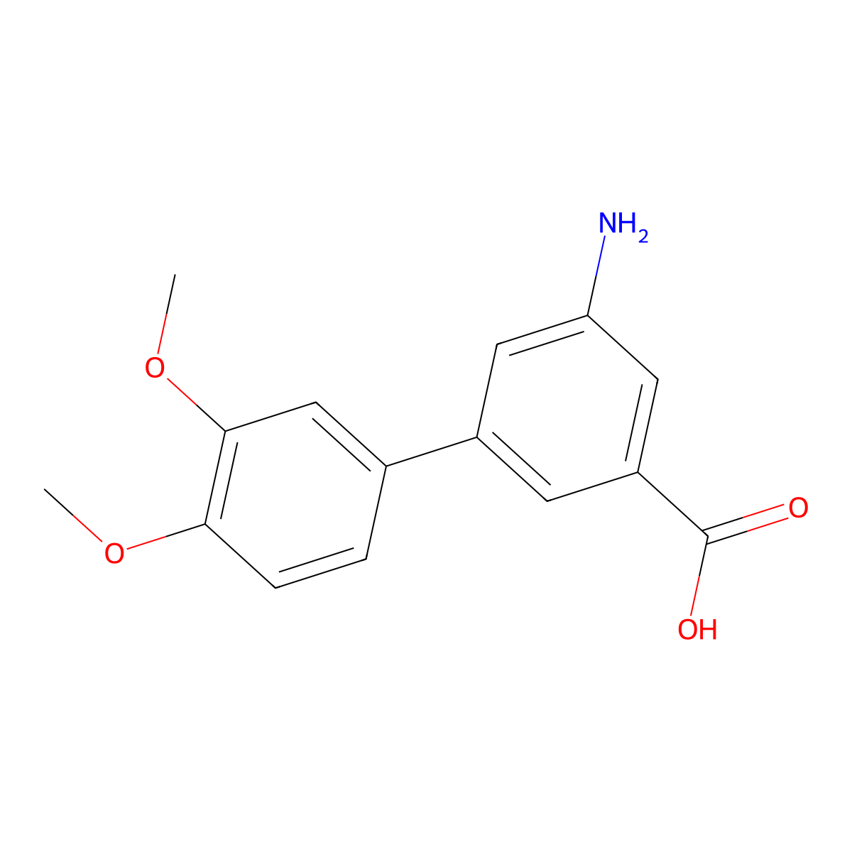 3-Amino-5-(3,4-dimethoxyphenyl)benzoic acid molecular structure, CAS 1261925-68-1