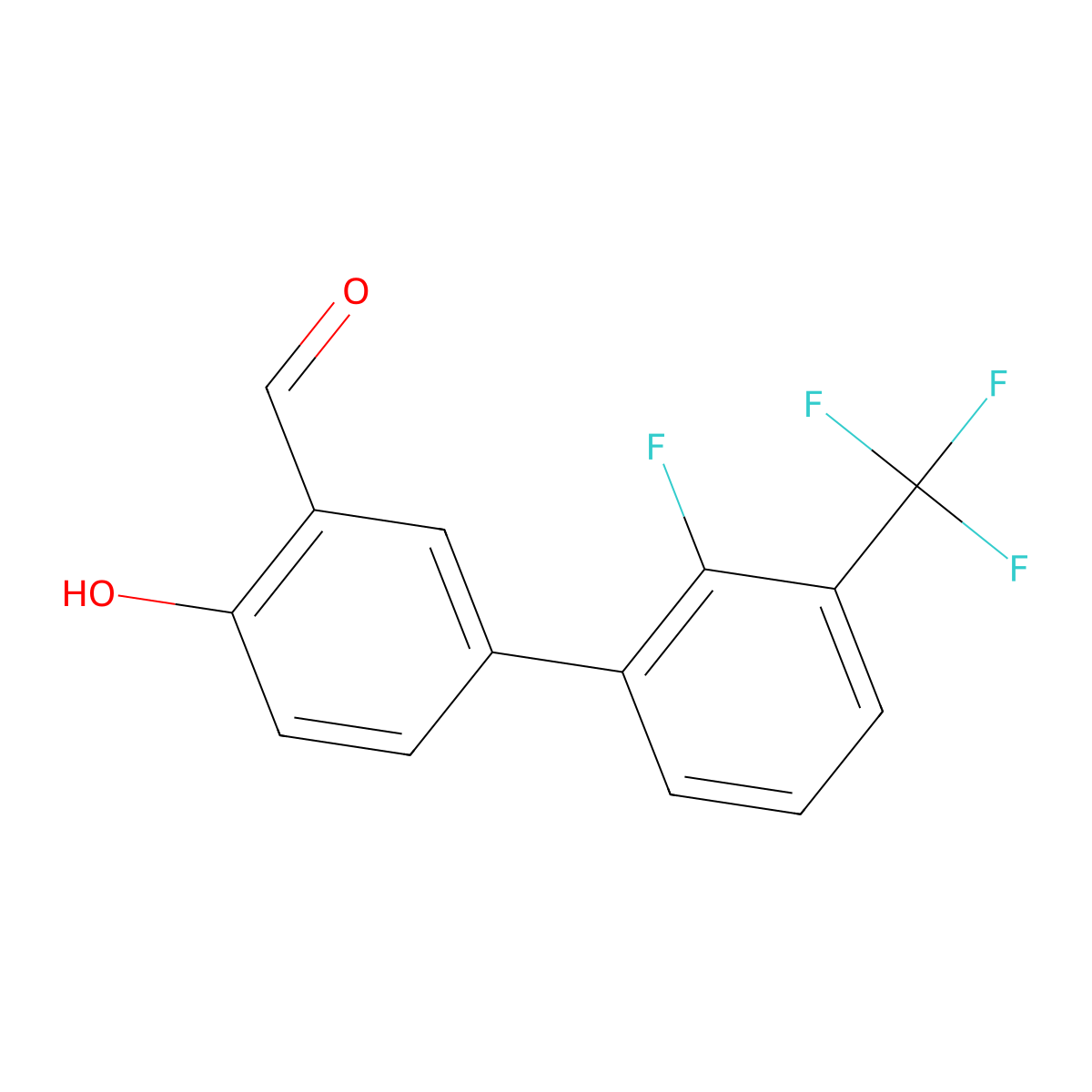 4-(2-Fluoro-3-trifluoromethylphenyl)-2-formylphenol molecular structure, CAS 1261925-70-5
