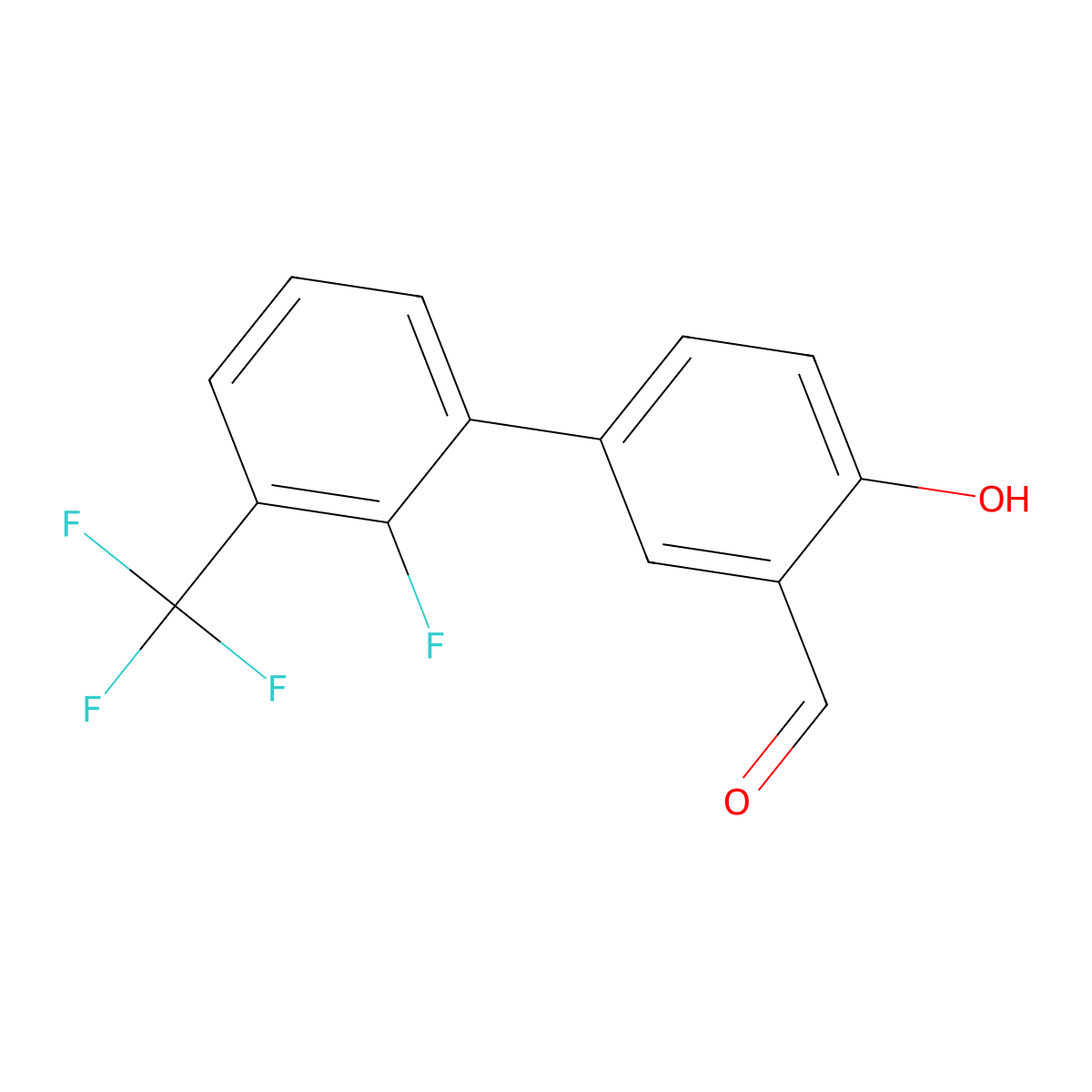 4-(2-Fluoro-3-trifluoromethylphenyl)-2-formylphenol molecular structure, CAS 1261925-70-5