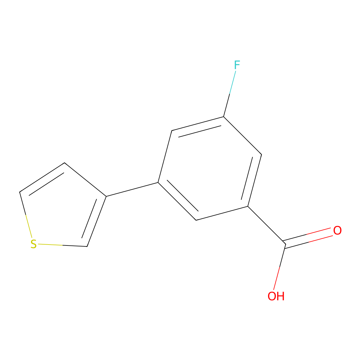 3-Fluoro-5-(thiophen-3-yl)benzoic acid molecular structure, CAS 1261925-85-2