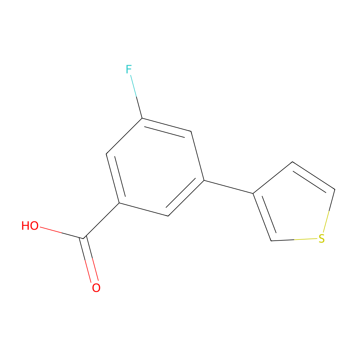 3-Fluoro-5-(thiophen-3-yl)benzoic acid molecular structure, CAS 1261925-85-2