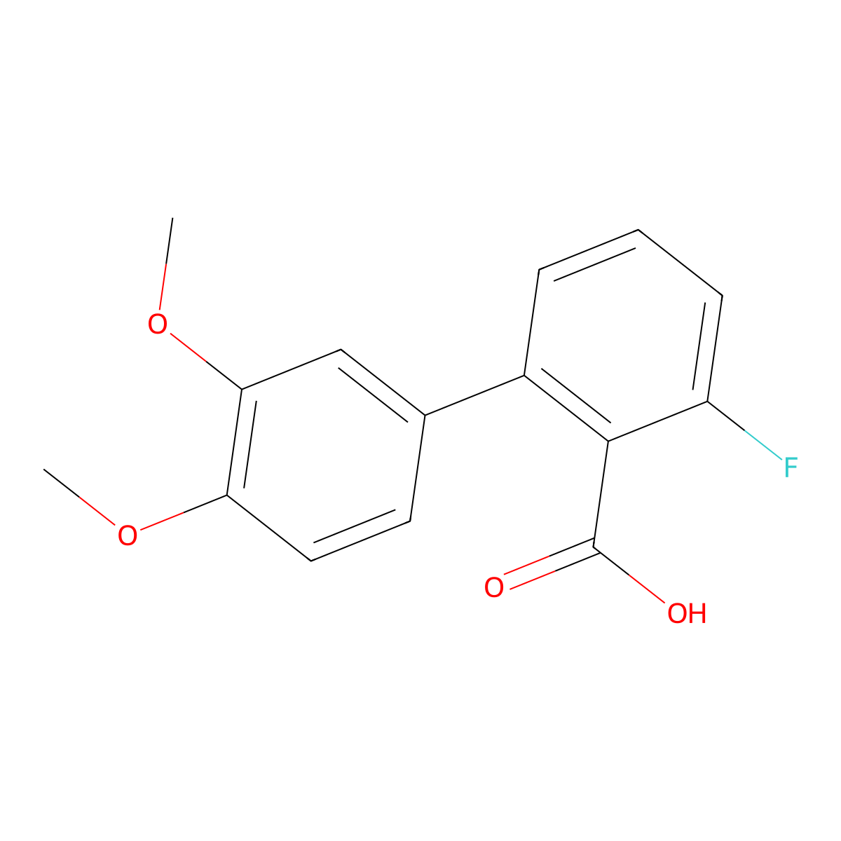 2-(3,4-Dimethoxyphenyl)-6-fluorobenzoic acid molecular structure, CAS 1261925-96-5