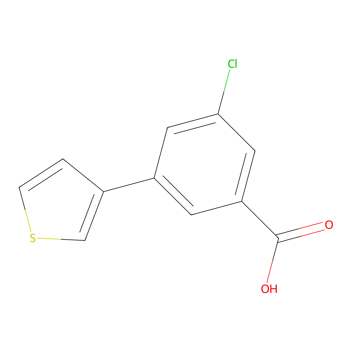 5-Chloro-3-(thiophen-3-yl)benzoic acid molecular structure, CAS 1261926-16-2