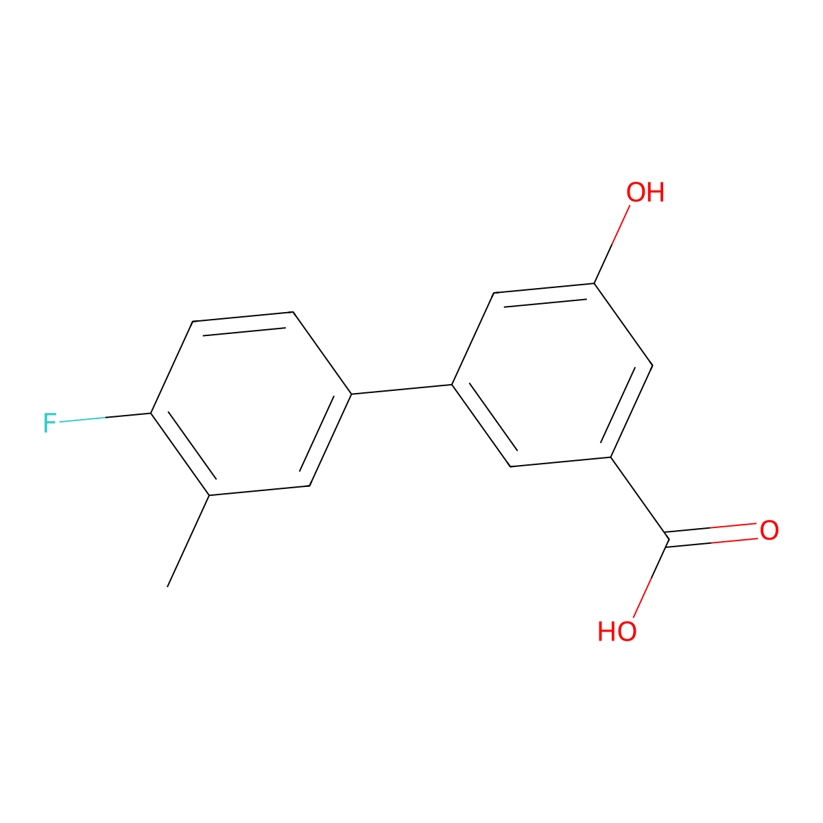 3-(4-Fluoro-3-methylphenyl)-5-hydroxybenzoic acid molecular structure, CAS 1261926-19-5