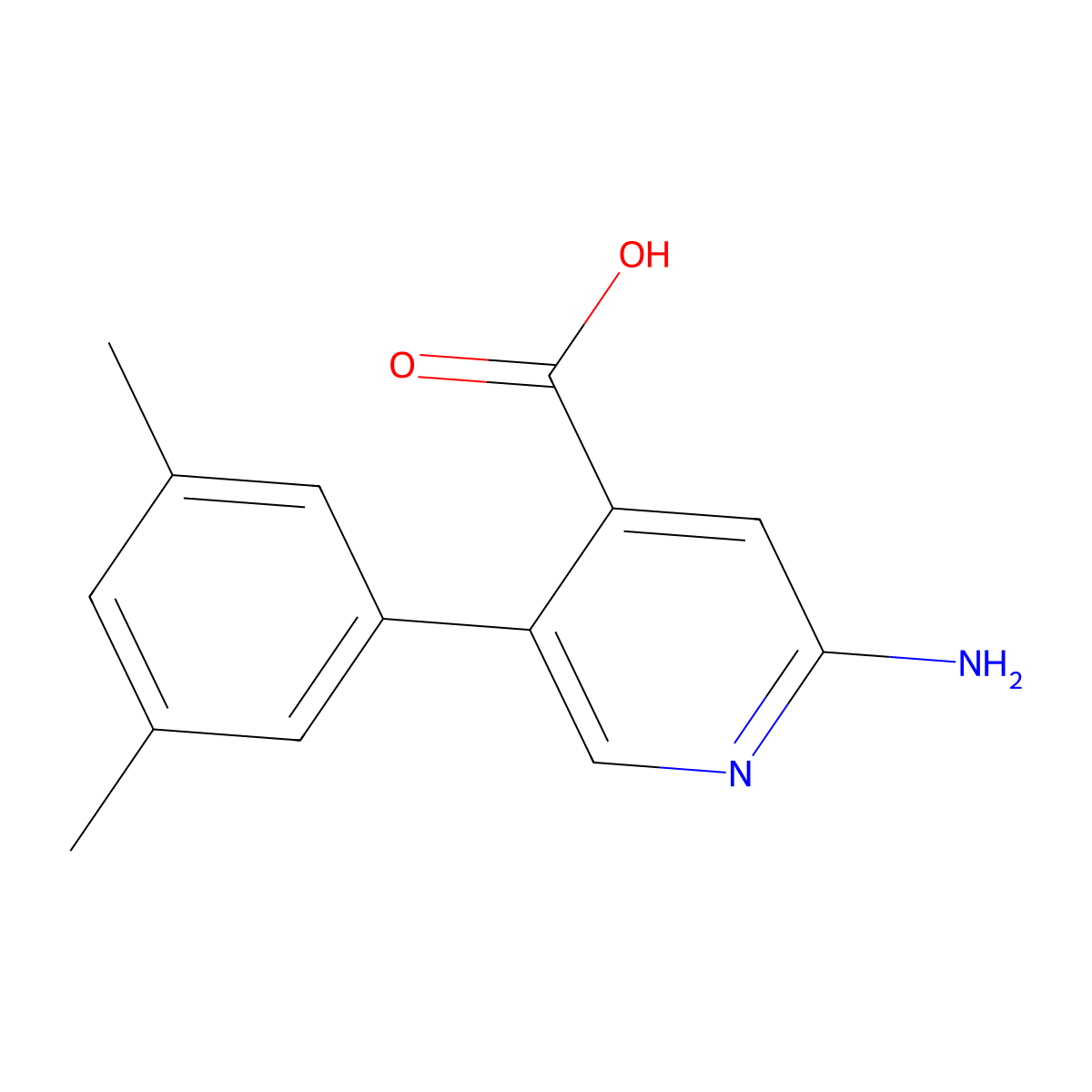 2-Amino-5-(3,5-dimethylphenyl)pyridine-4-carboxylic acid molecular structure, CAS 1261926-21-9