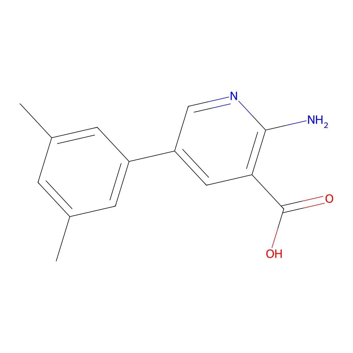 2-Amino-5-(3,5-dimethylphenyl)pyridine-3-carboxylic acid molecular structure, CAS 1261926-26-4