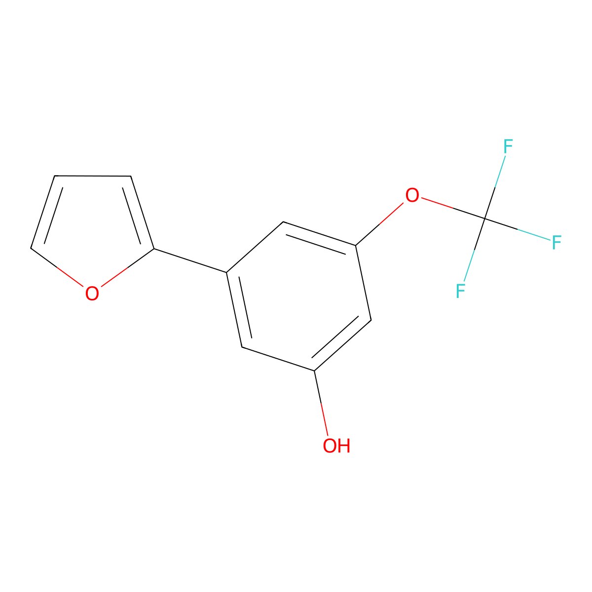 3-(Furan-2-yl)-5-(trifluoromethoxy)phenol molecular structure, CAS 1261926-31-1