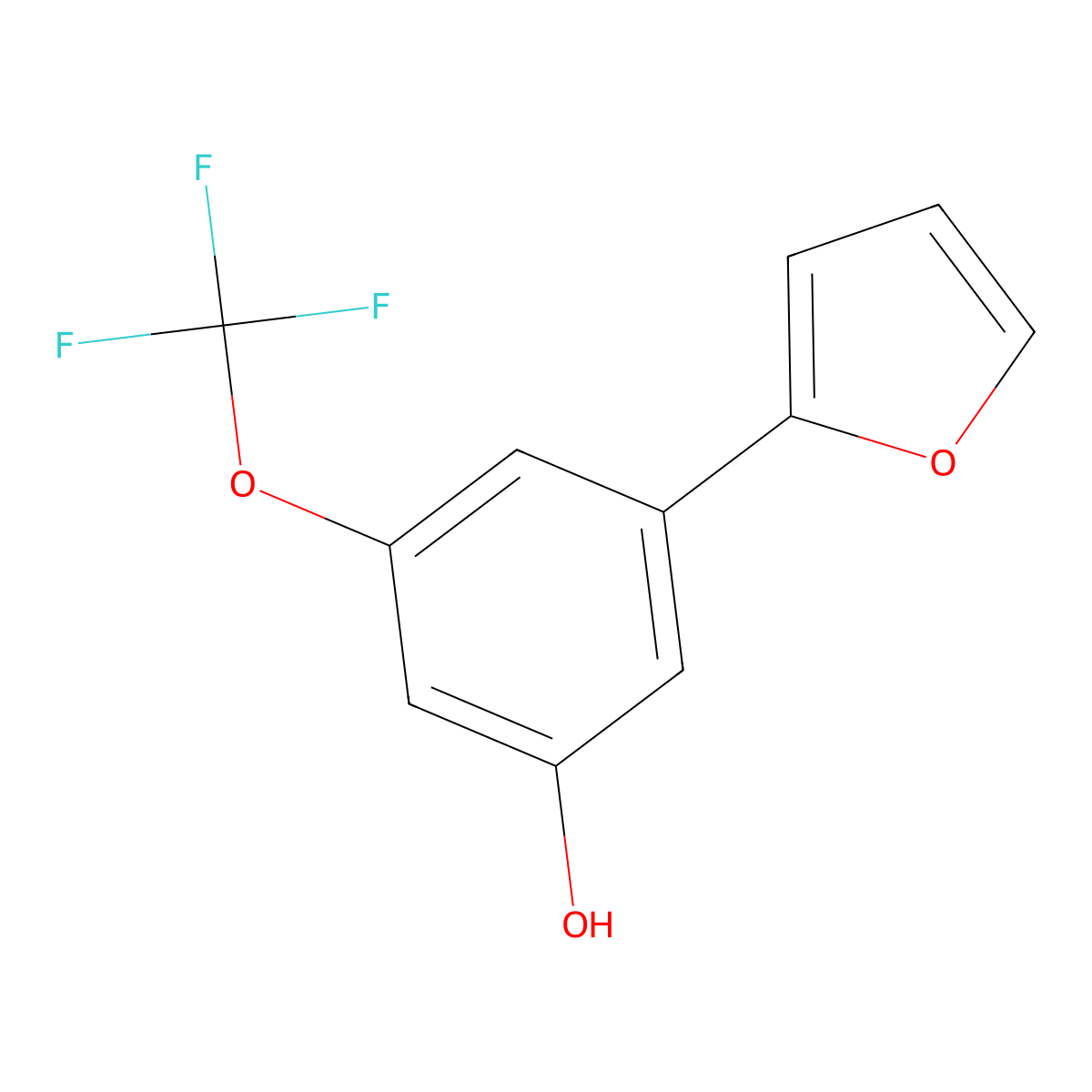 3-(Furan-2-yl)-5-(trifluoromethoxy)phenol molecular structure, CAS 1261926-31-1