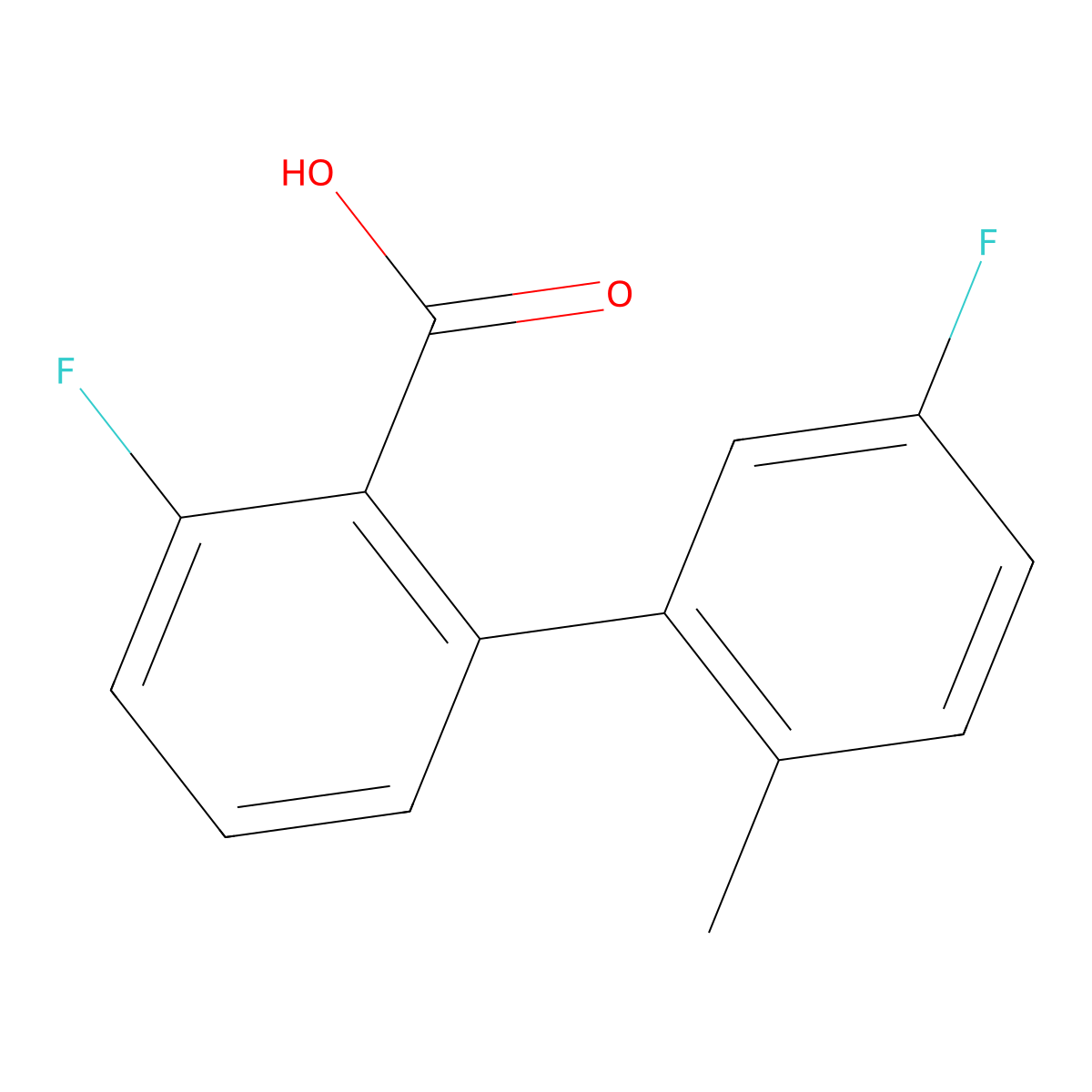 6-Fluoro-2-(5-fluoro-2-methylphenyl)benzoic acid molecular structure, CAS 1261926-41-3