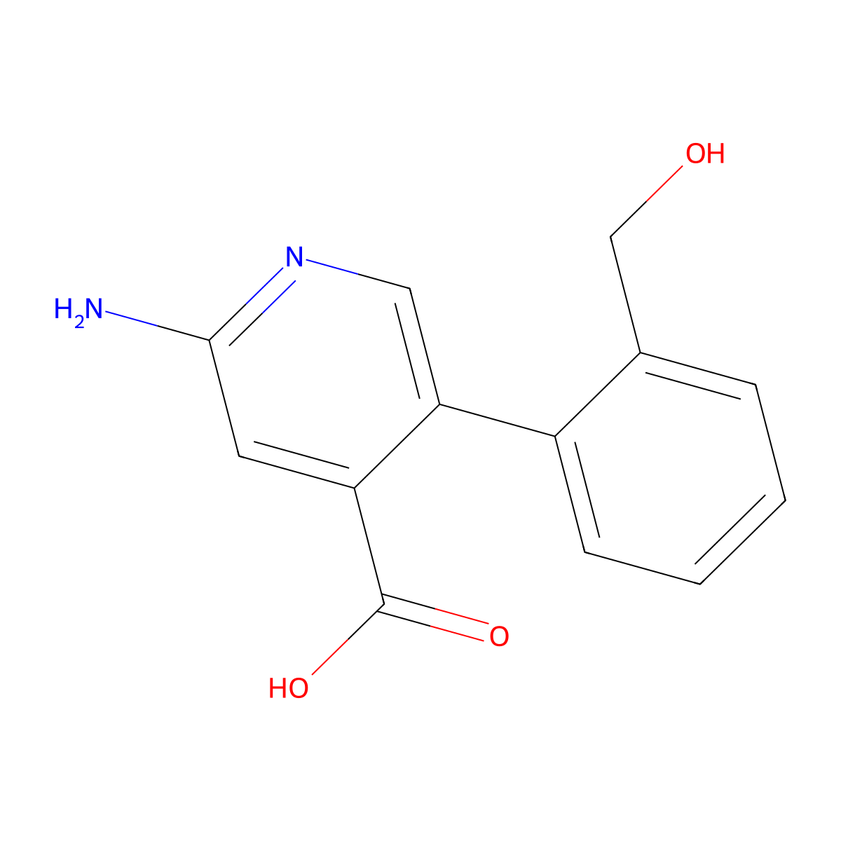 2-Amino-5-[2-(hydroxymethyl)phenyl]pyridine-4-carboxylic acid molecular structure, CAS 1261926-43-5