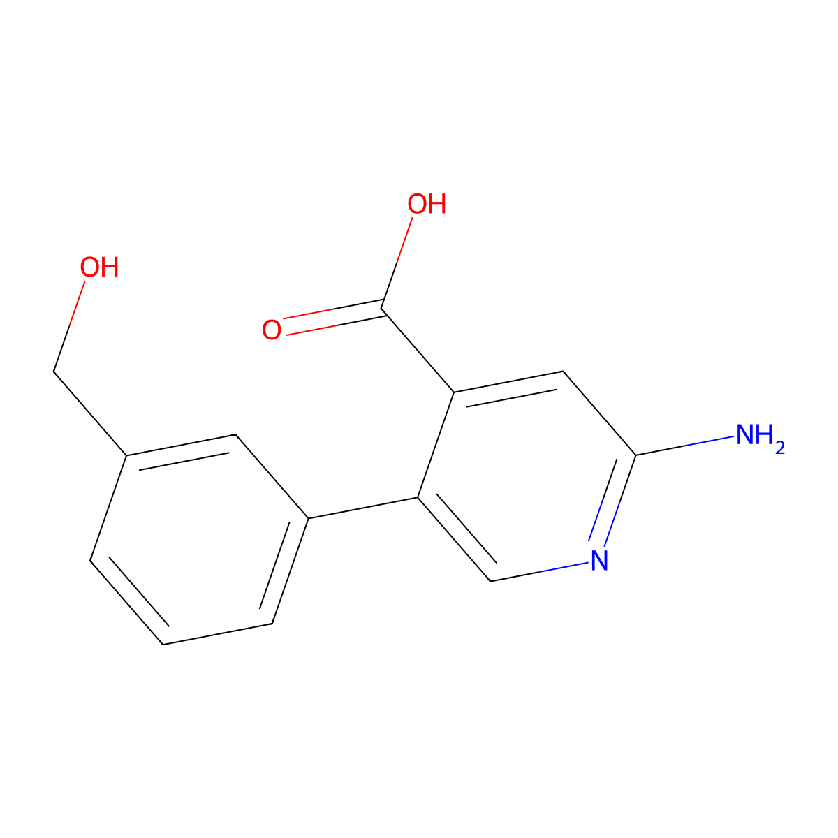 2-Amino-5-[3-(hydroxymethyl)phenyl]pyridine-4-carboxylic acid molecular structure, CAS 1261926-47-9