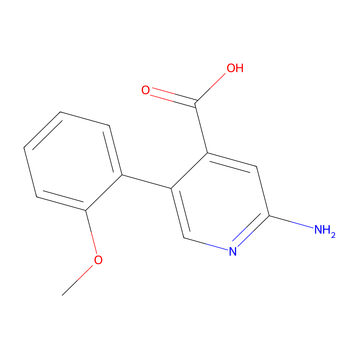 2-Amino-5-(2-methoxyphenyl)pyridine-4-carboxylic acid molecular structure, CAS 1261926-88-8