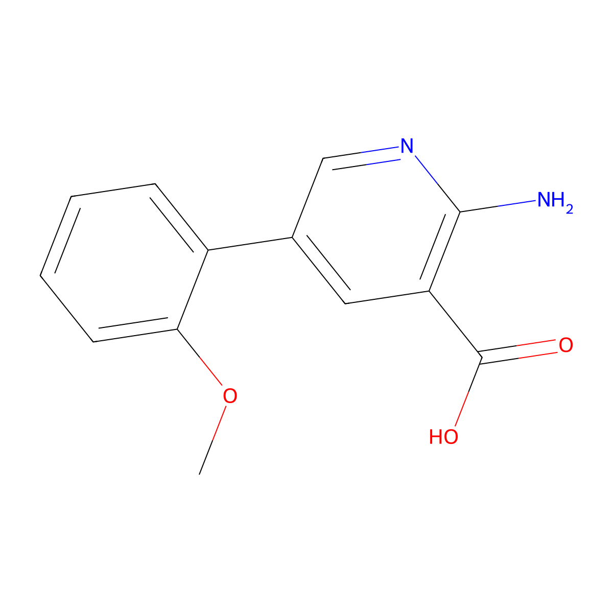 2-Amino-5-(2-methoxyphenyl)pyridine-3-carboxylic acid molecular structure, CAS 1261926-95-7