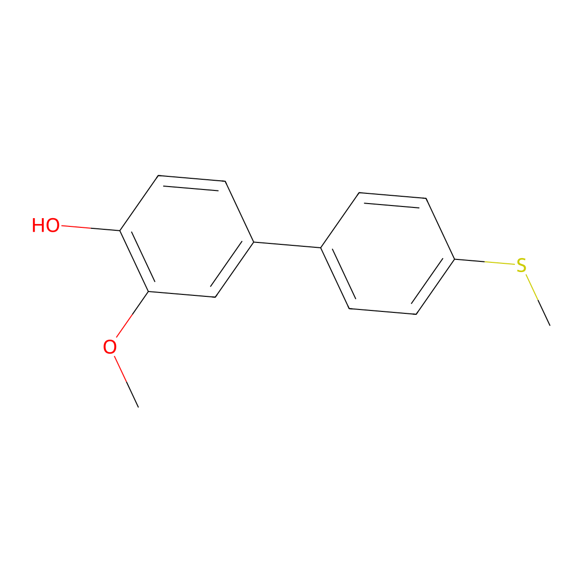 2-Methoxy-4-(4-methylthiophenyl)phenol molecular structure, CAS 1261926-98-0