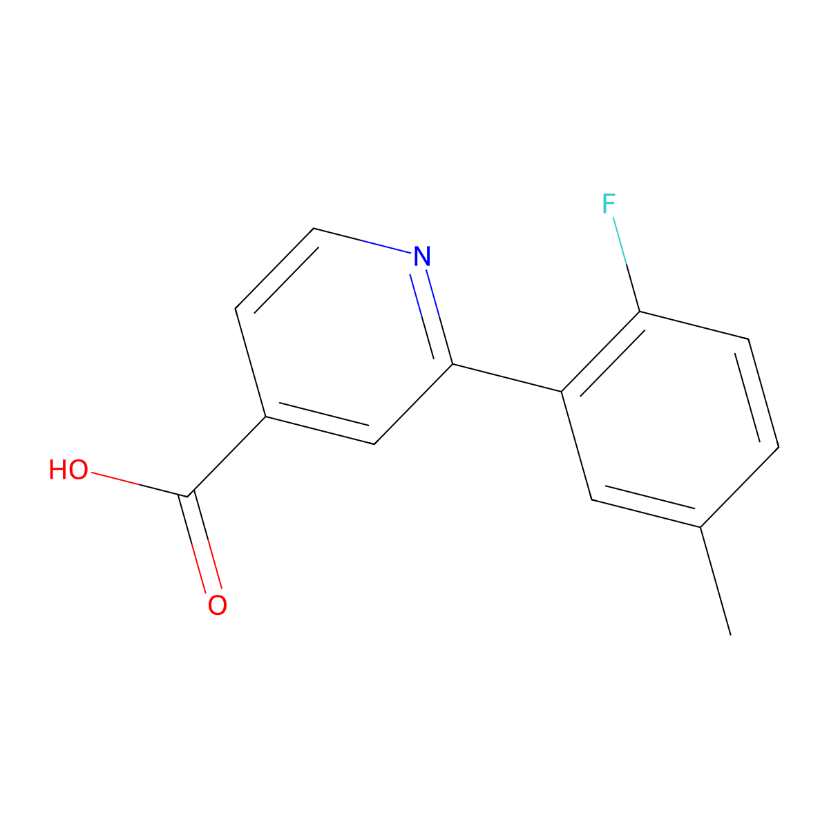 2-(2-Fluoro-5-methylphenyl)isonicotinic acid molecular structure, CAS 1261927-09-6