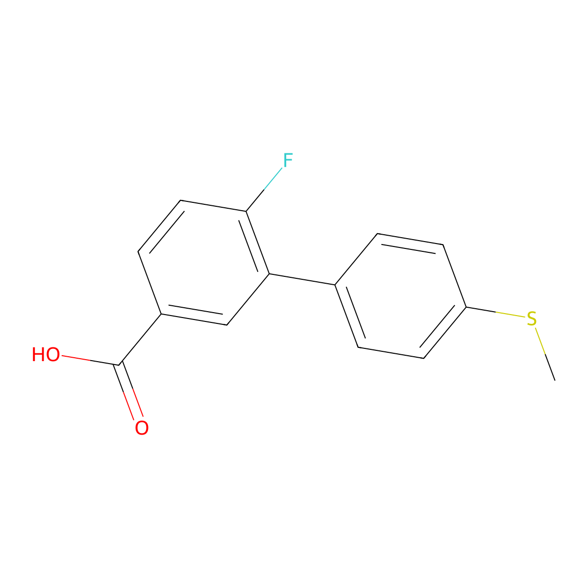 4-Fluoro-3-(4-methylthiophenyl)benzoic acid molecular structure, CAS 1261927-10-9