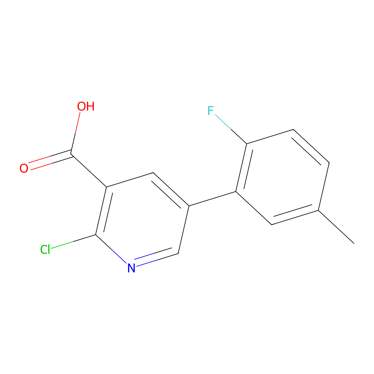 2-Chloro-5-(2-fluoro-5-methylphenyl)nicotinic acid molecular structure, CAS 1261927-19-8