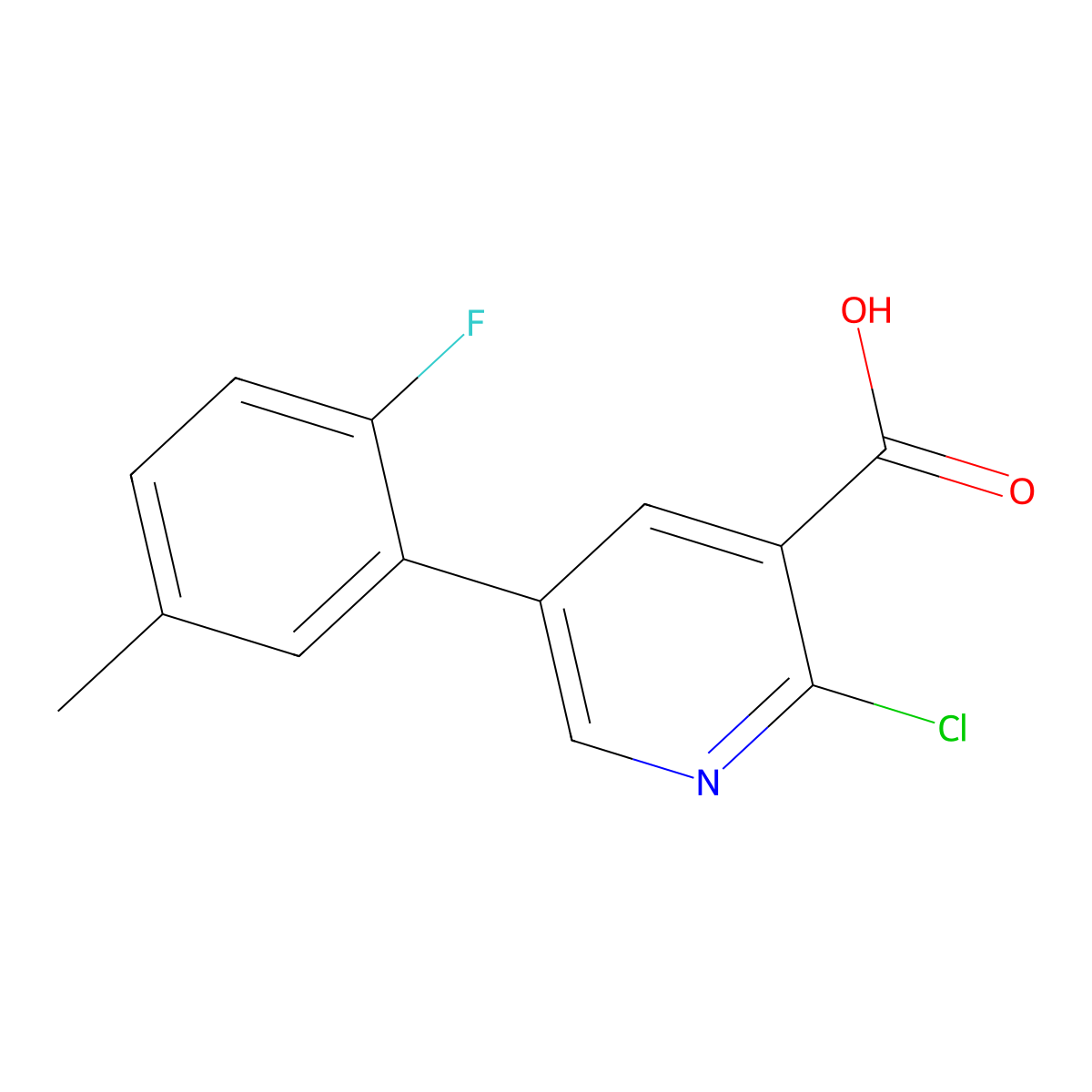 2-Chloro-5-(2-fluoro-5-methylphenyl)nicotinic acid molecular structure, CAS 1261927-19-8