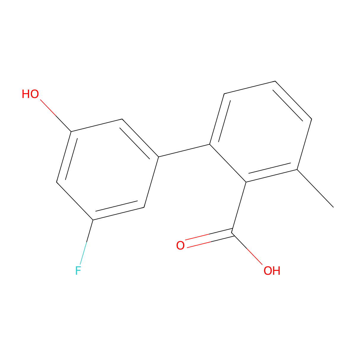 2-(3-Fluoro-5-hydroxyphenyl)-6-methylbenzoic acid molecular structure, CAS 1261927-24-5