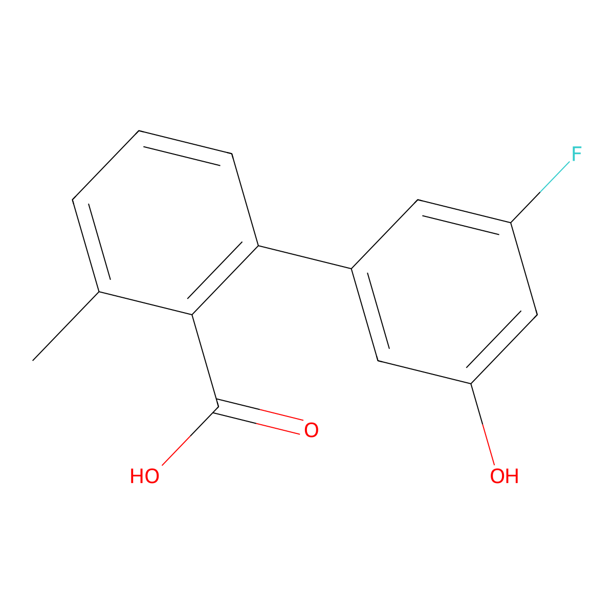 2-(3-Fluoro-5-hydroxyphenyl)-6-methylbenzoic acid molecular structure, CAS 1261927-24-5