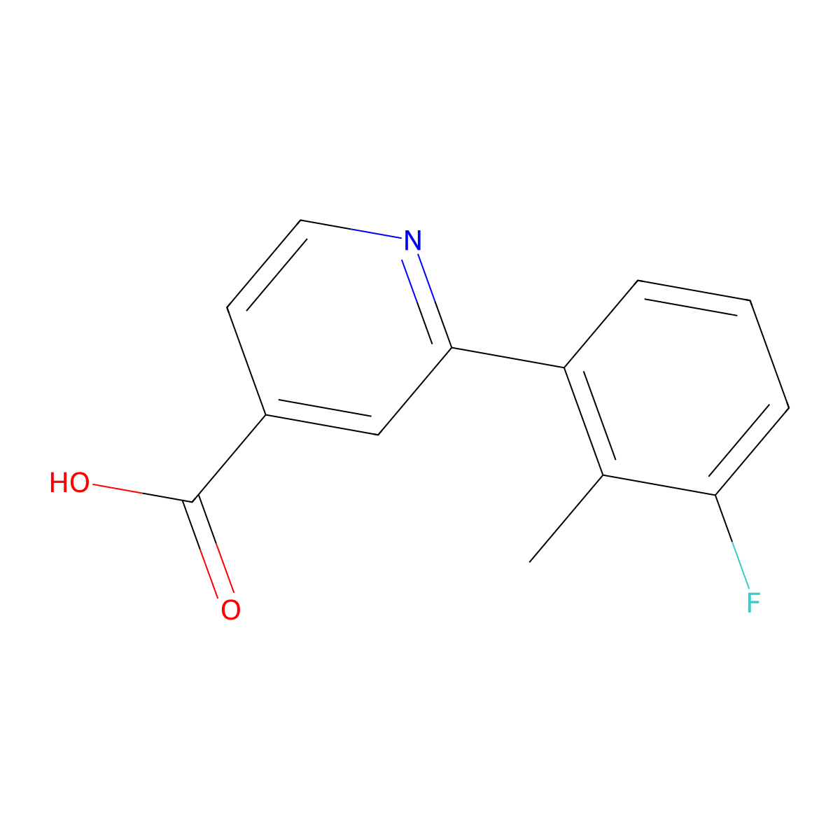 2-(3-Fluoro-2-methylphenyl)isonicotinic acid molecular structure, CAS 1261927-26-7