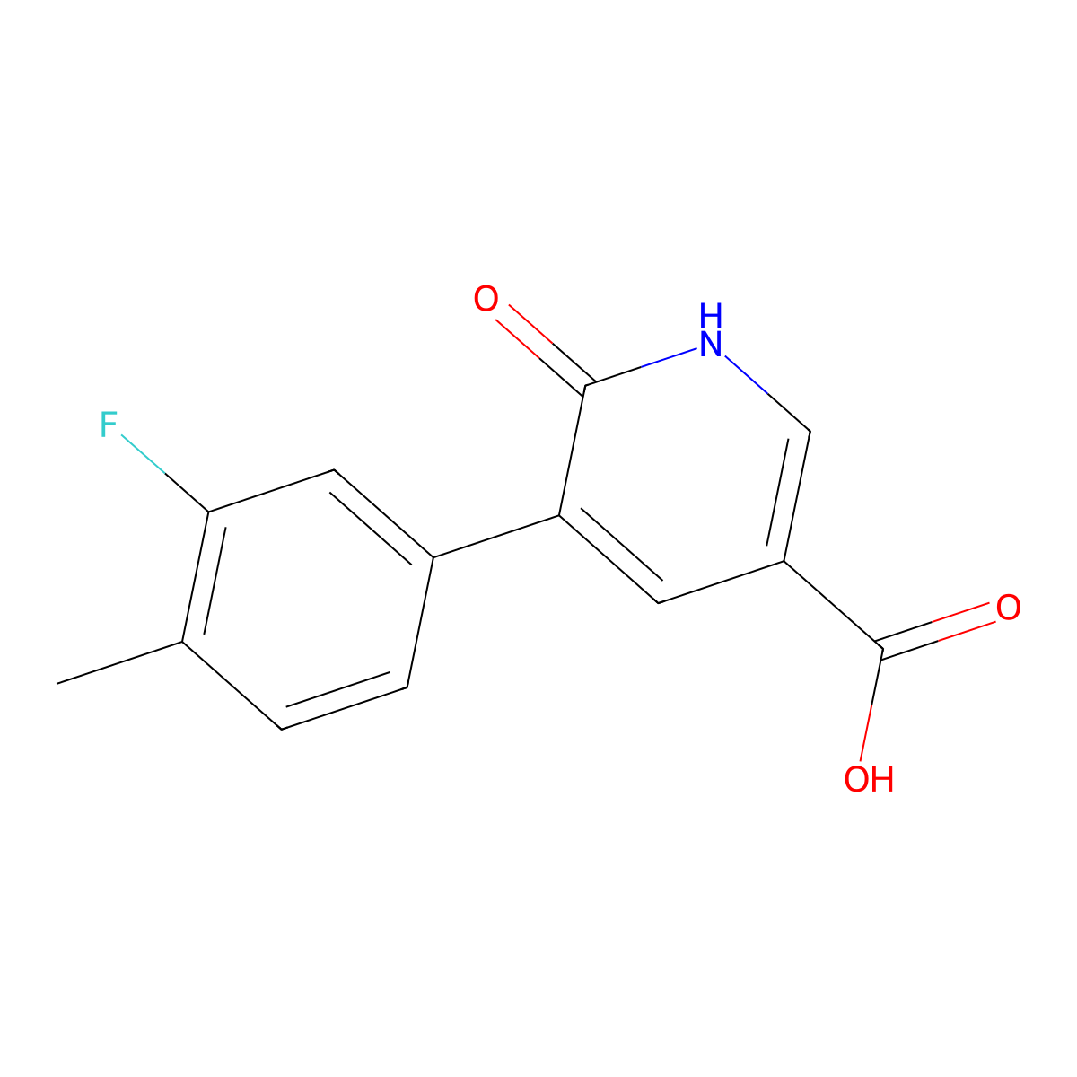 5-(3-Fluoro-4-methylphenyl)-6-hydroxynicotinic acid molecular structure, CAS 1261927-40-5