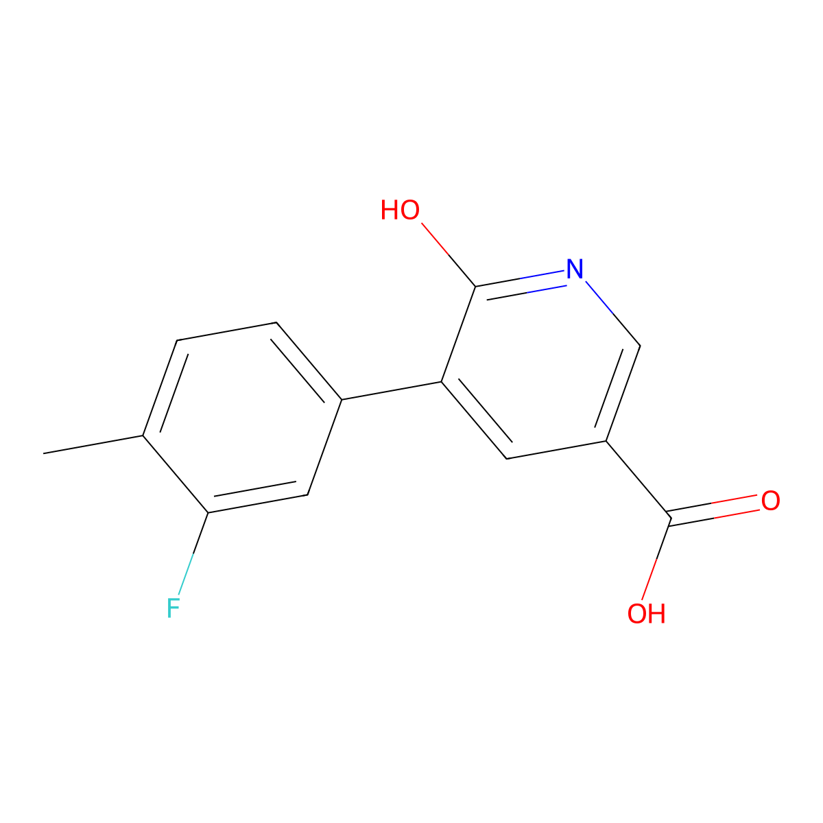 5-(3-Fluoro-4-methylphenyl)-6-hydroxynicotinic acid molecular structure, CAS 1261927-40-5
