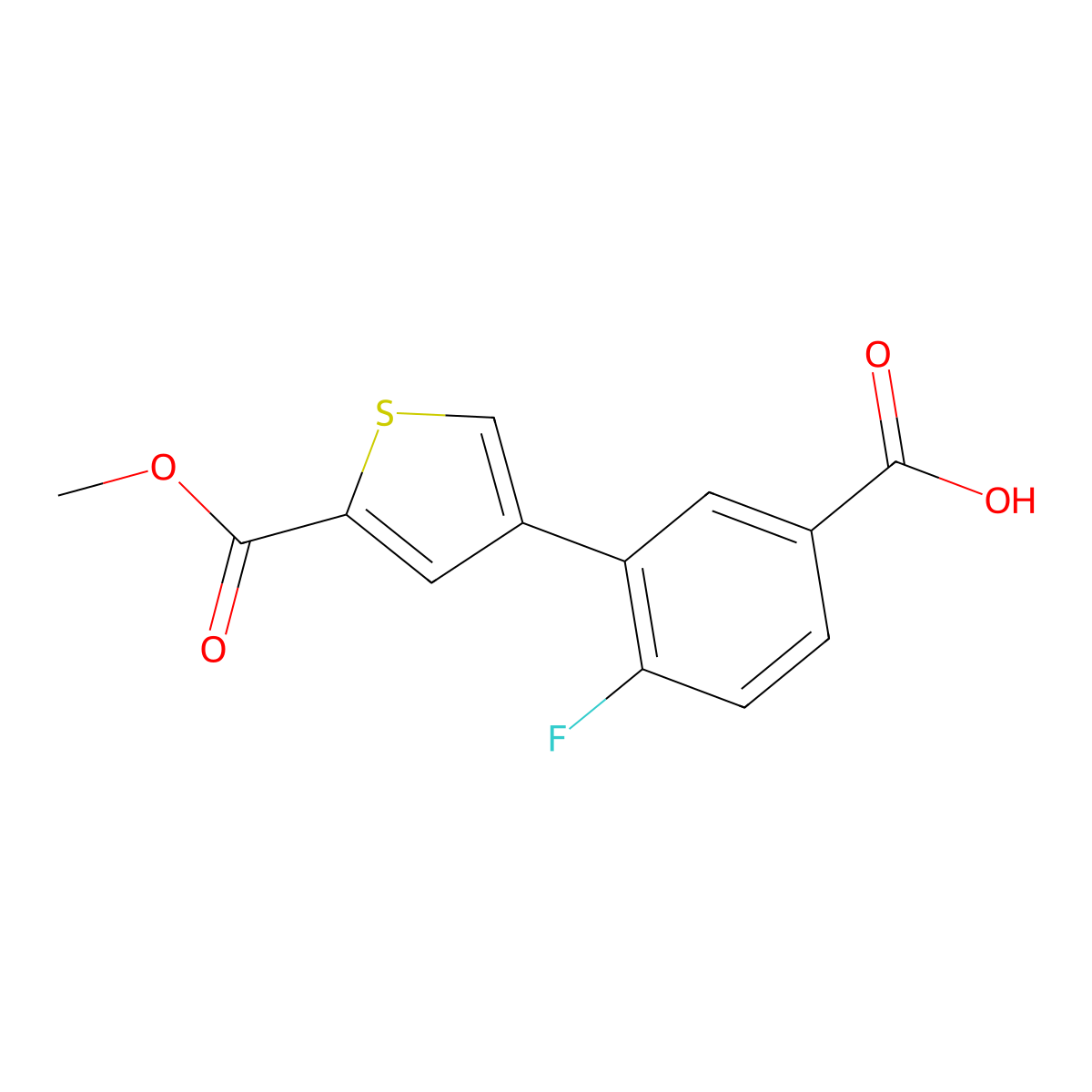 4-Fluoro-3-[5-(methoxycarbonyl)thiophen-3-YL]benzoic acid molecular structure, CAS 1261927-43-8