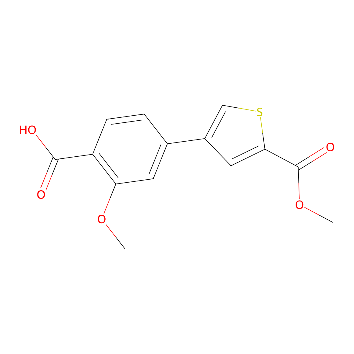 4-[5-(Methoxycarbonyl)thiophen-3-YL]-2-methoxybenzoic acid molecular structure, CAS 1261927-48-3