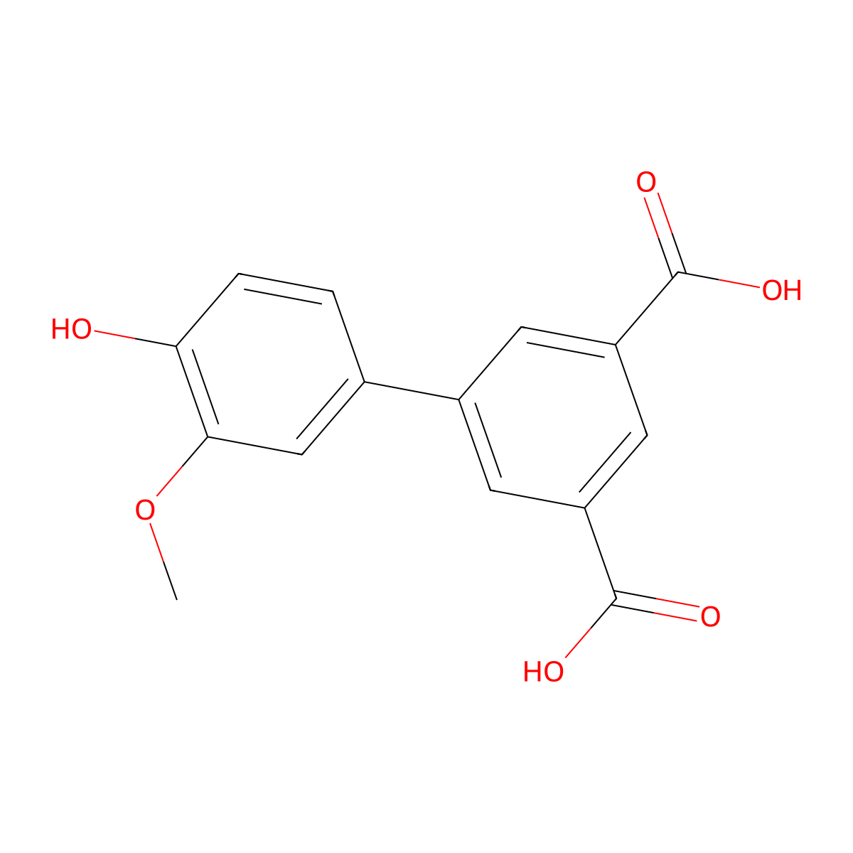 4-(3,5-Dicarboxyphenyl)-2-methoxyphenol molecular structure, CAS 1261927-61-0