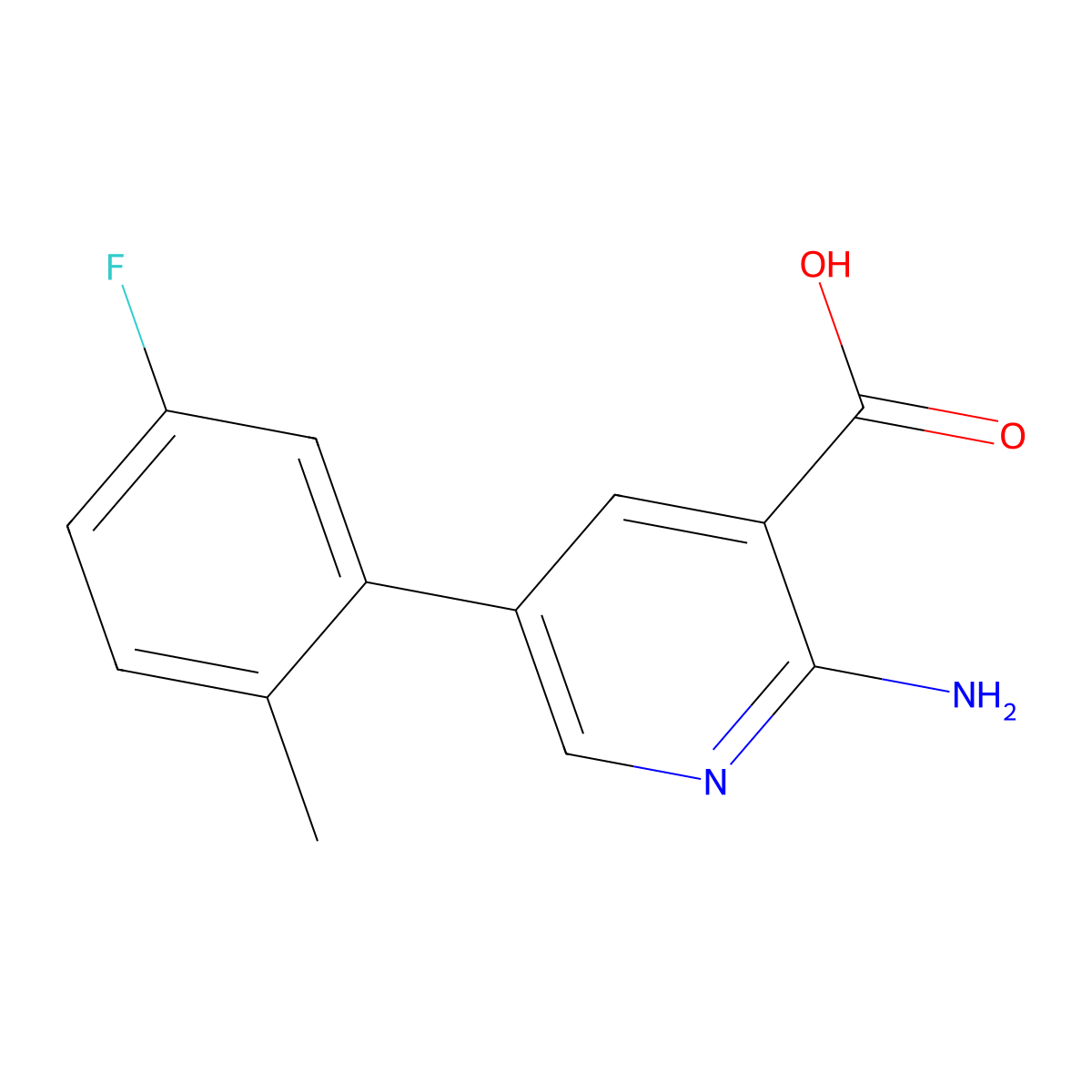 2-Amino-5-(5-fluoro-2-methylphenyl)pyridine-3-carboxylic acid molecular structure, CAS 1261927-67-6