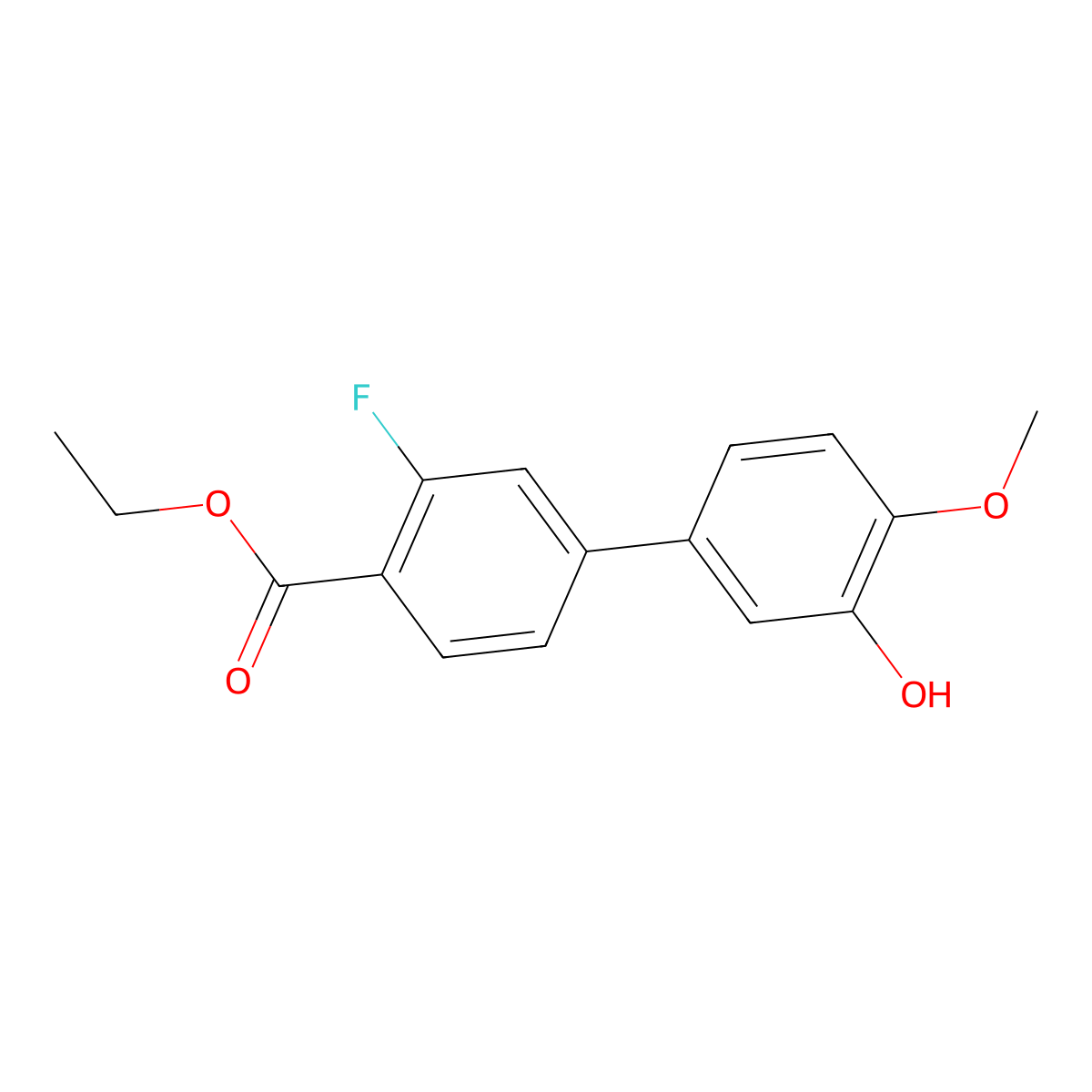 5-[4-(Ethoxycarbonyl)-3-fluorophenyl]-2-methoxyphenol molecular structure, CAS 1261927-68-7