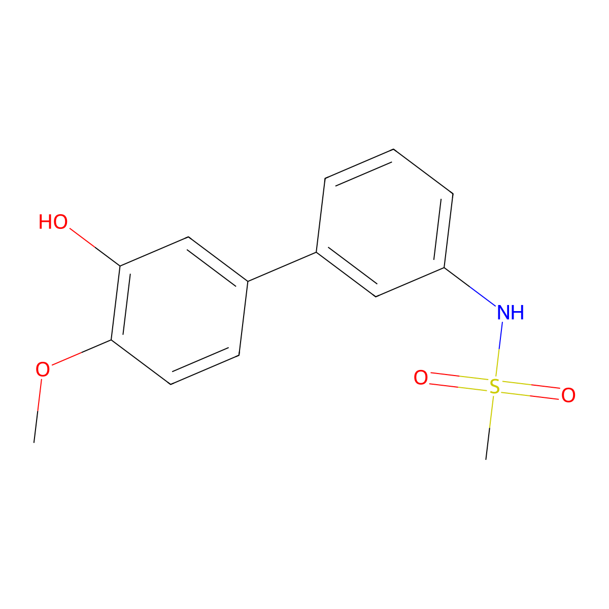 2-Methoxy-5-(3-methylsulfonylaminophenyl)phenol molecular structure, CAS 1261927-73-4