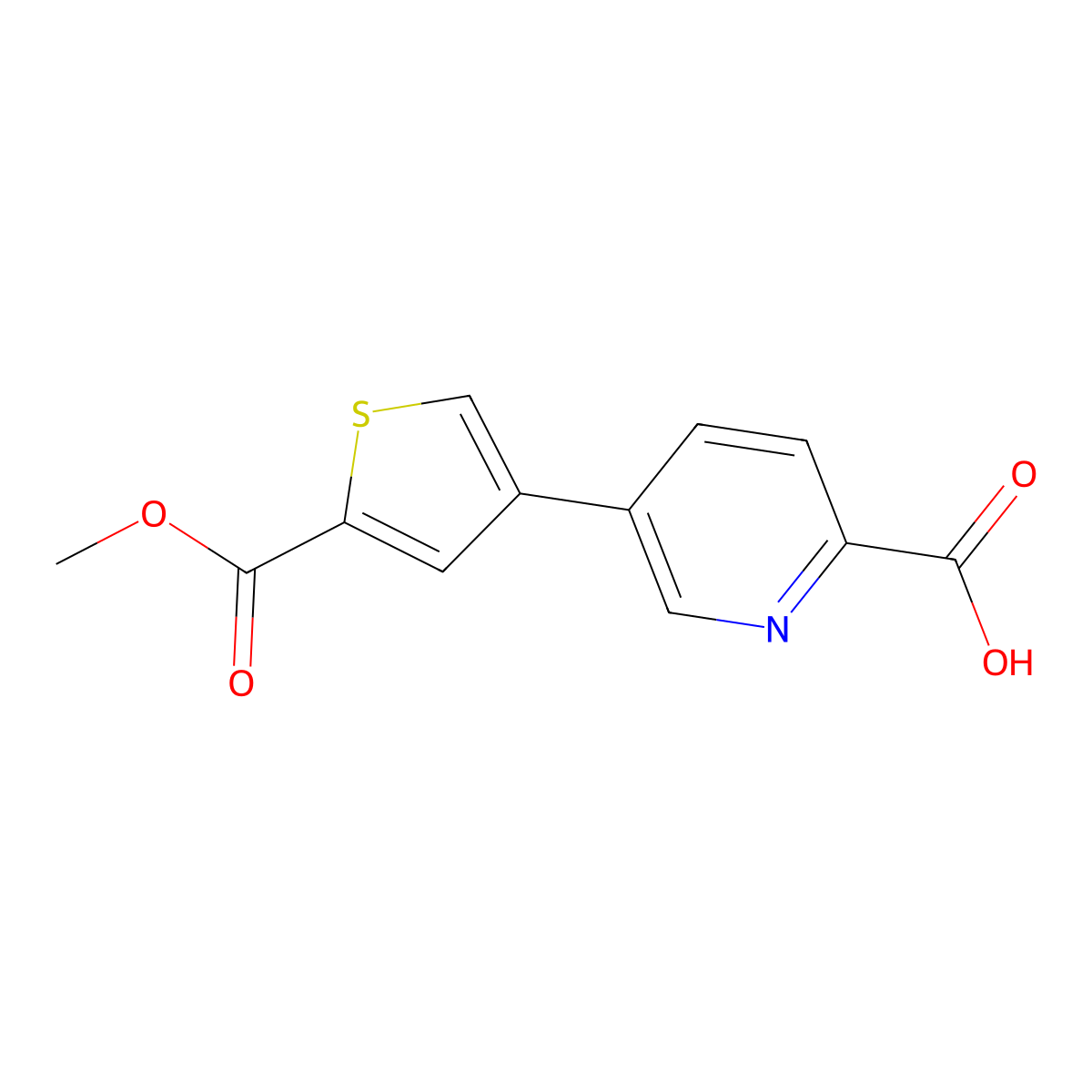 5-[5-(Methoxycarbonyl)thiophen-3-yl]picolinic acid molecular structure, CAS 1261927-77-8