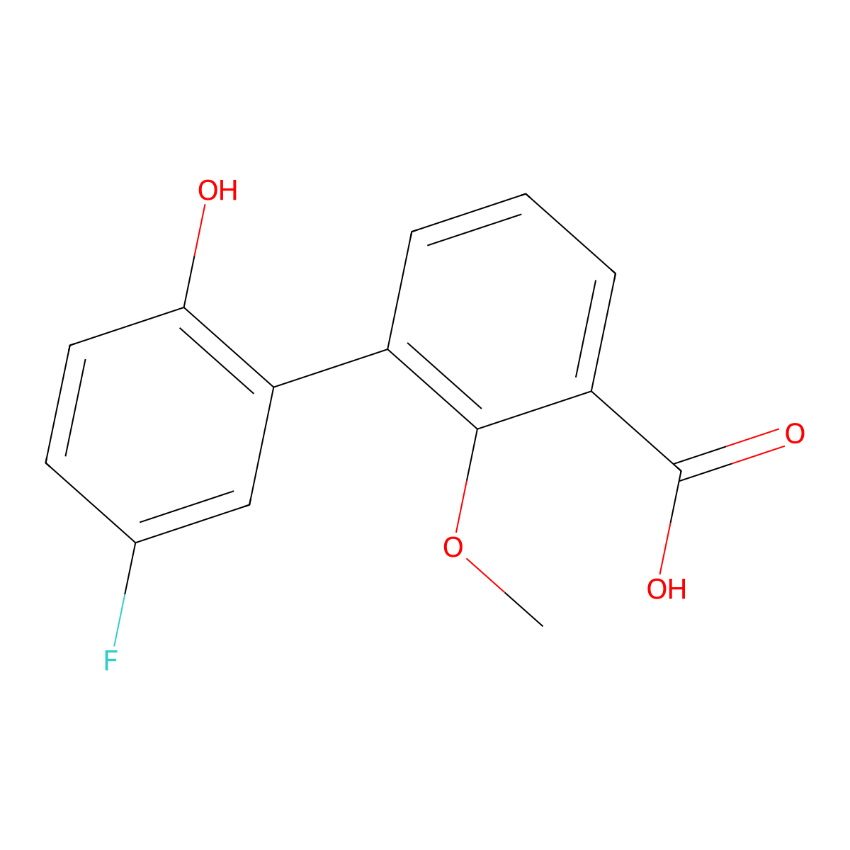 3-(5-Fluoro-2-hydroxyphenyl)-2-methoxybenzoic acid molecular structure, CAS 1261927-80-3